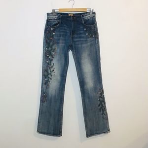 Driftwood Kelly Bootcut Floral Embroidered Jeans Womens 31 Medium Wash Sundance